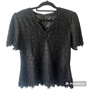 Beaded Black Evening Top